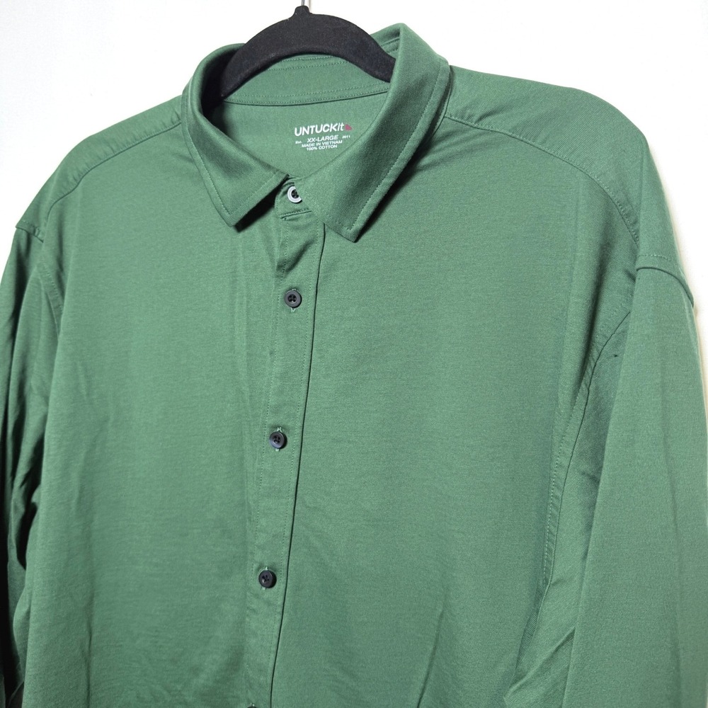 UNTUCKit Huber Green Cotton Jersey Knit Button Down Shirt Mens XXL 35619